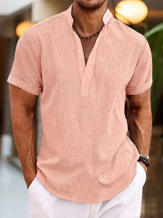 Pablo | Herren Henley Hemd mit Stehkragen