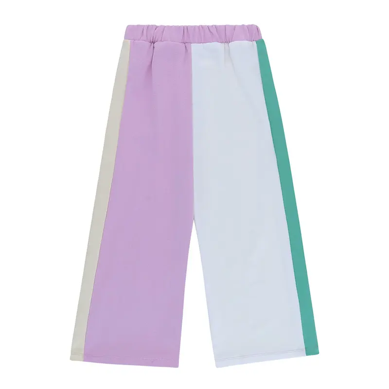 Pant Wide Jogging Colour Block Pink Lavender Offwhite