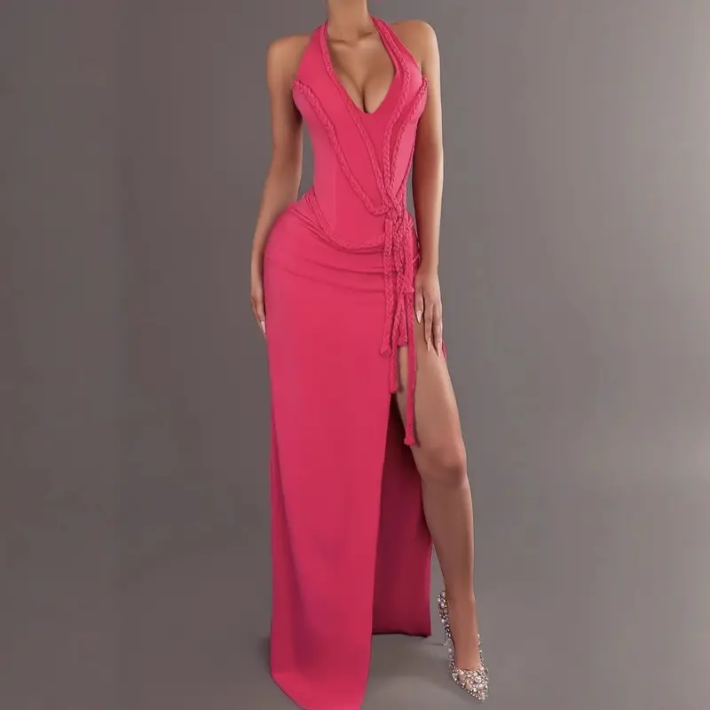 Party Hollow Out Backless Long Bandage Dress
