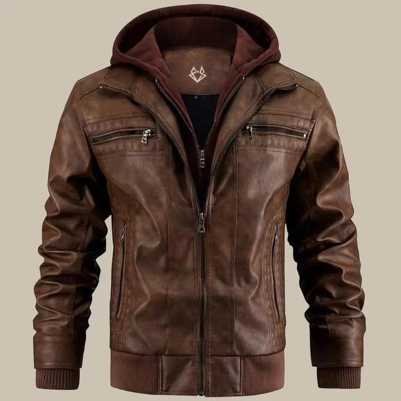 Peter | Herren Komfort Kapuze Lederjacke