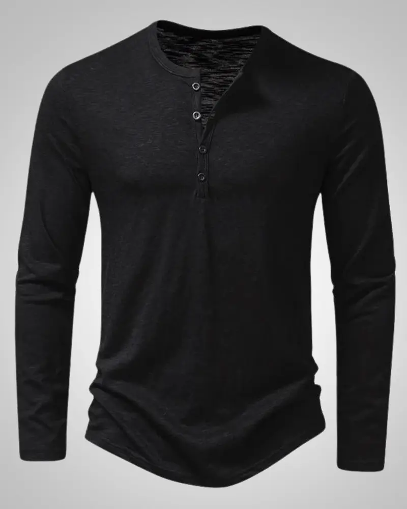 Peter | Herren Slim Fit Langarm Henleyshirt