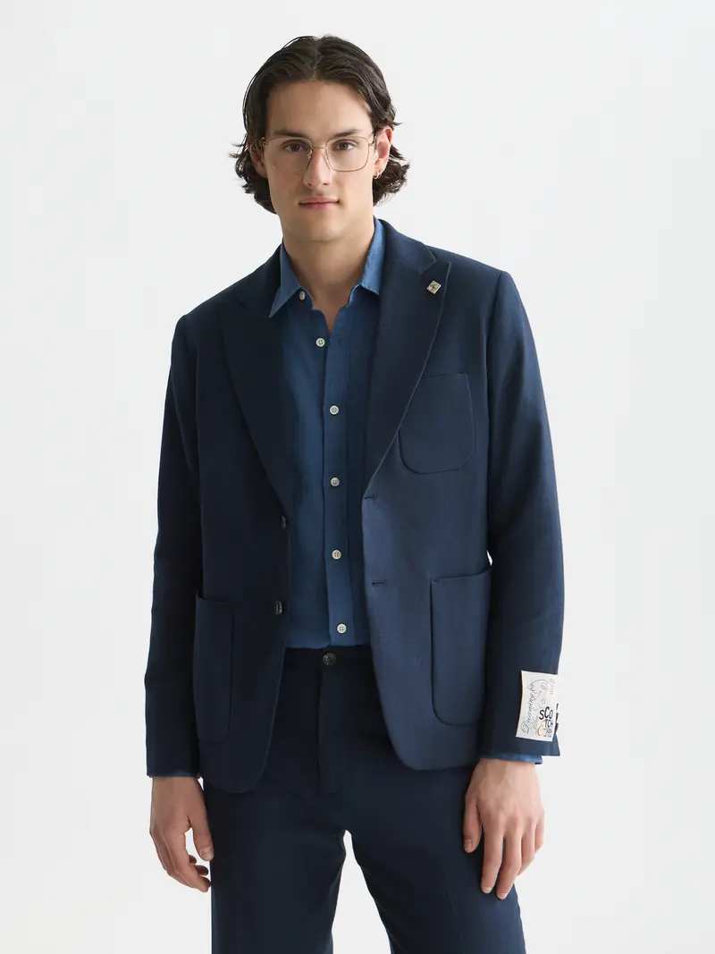 Pierce Unconstructed Linen Blend Peak Lapel Blazer