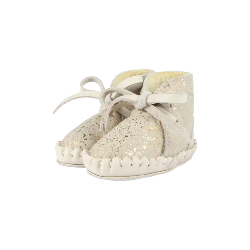 Pina Exclusive Booties | Cream Metallic Suede