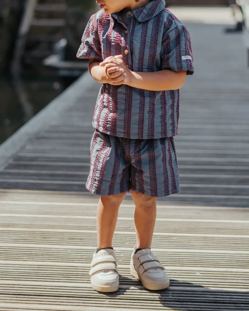 Plom Shorts | Dark Spruce - Red Dashes
