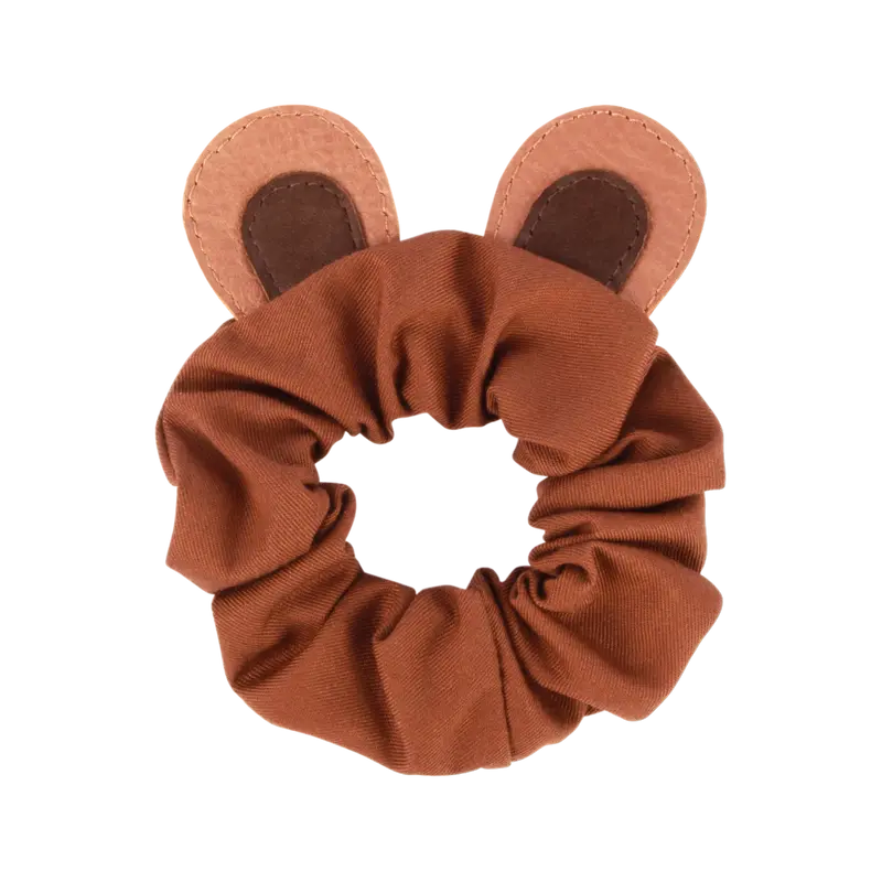 Polly Hair Scrunchie | Bear | Cognac Classic Leather