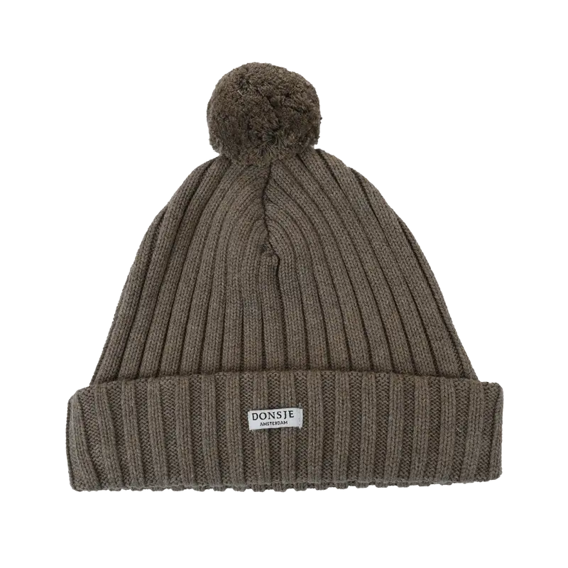 Poppom Hat | Dusty Brown Melange