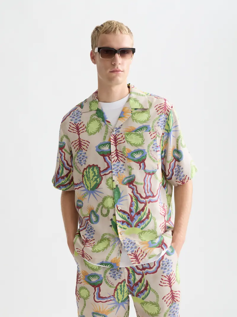 Printed Tencel Relaxed-Fit Shirt