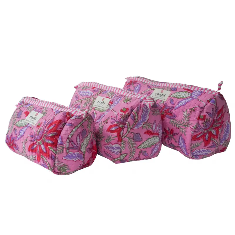 Priya Block Print Set of 3 Organiser Pouches