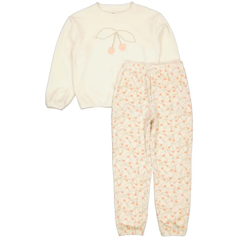 Pyjama gebroken wit met kersenprint | AOP Orange Sketch