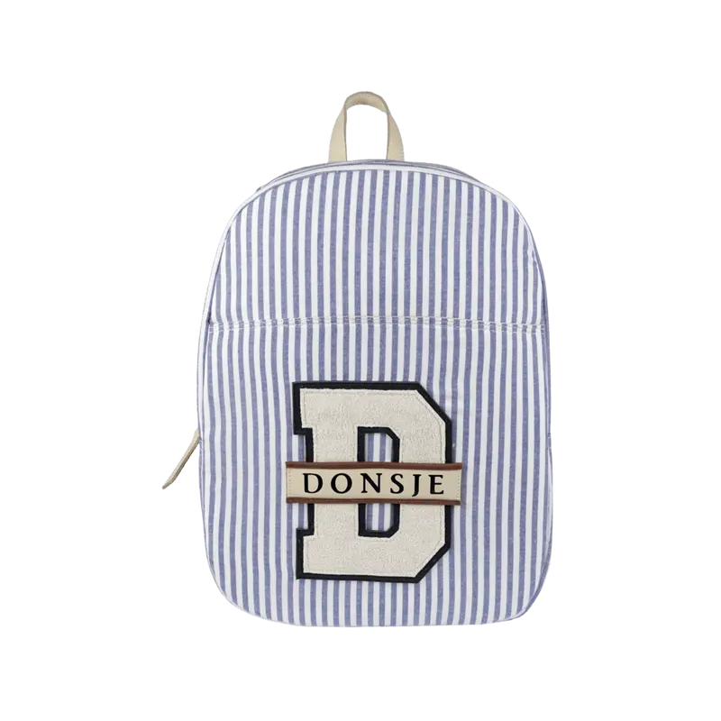 Raffie Schoolbag | Blue - Moss Green Striped