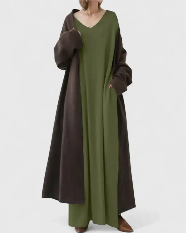Ragnela | Damen Strickkleid Oversize Maxi