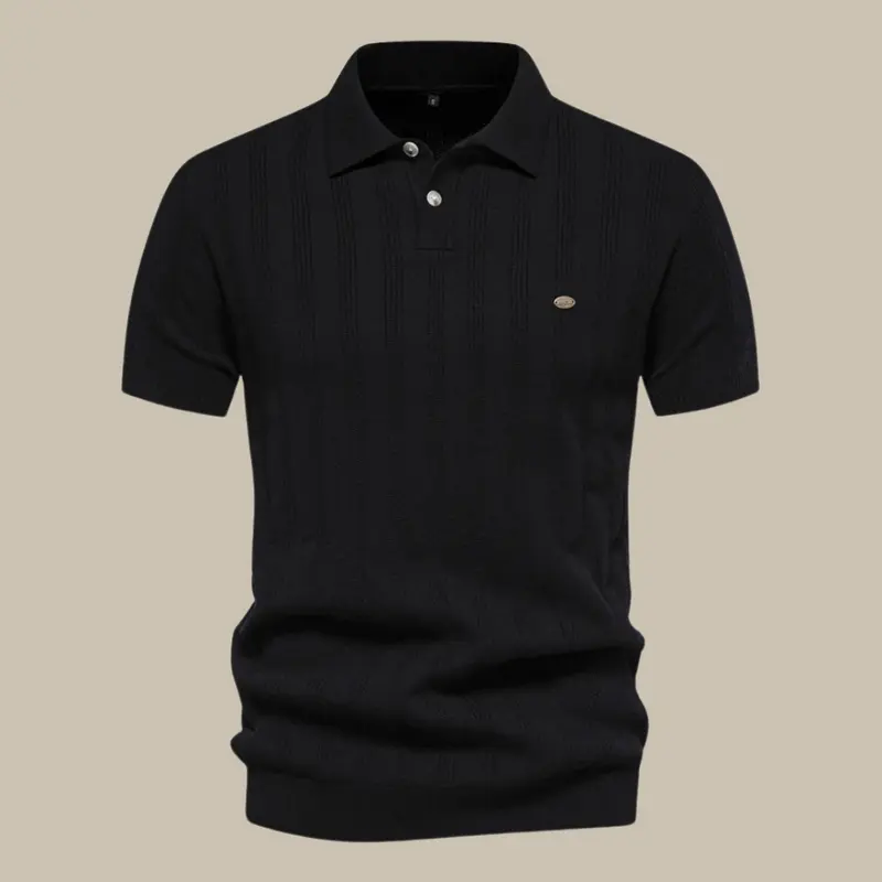 Rainer | Herren Strukturiert Knopf Polo Strickshirt