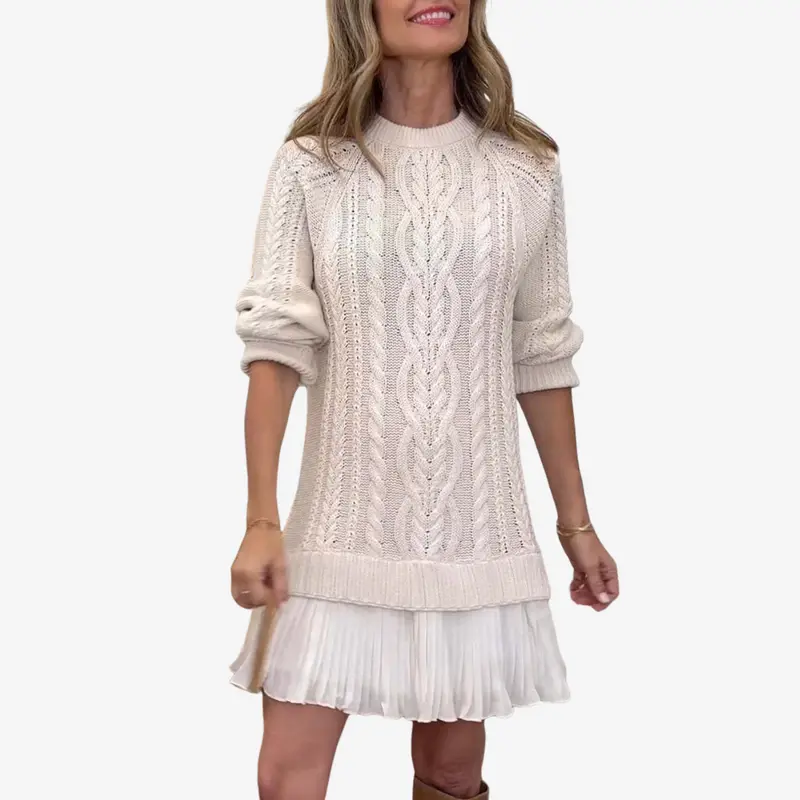 Rainne | Damen Strickkleid mit Zopfmuster, Mini