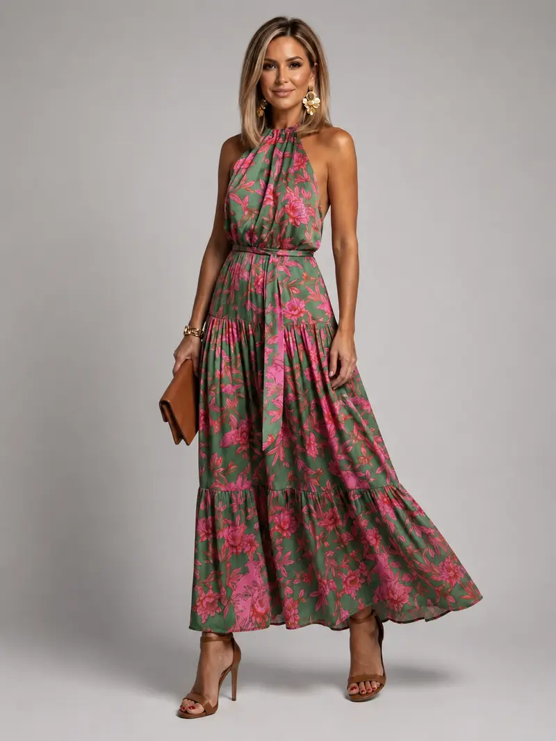 Rambell | Drapiertes Halterkleid mit Blumenprint