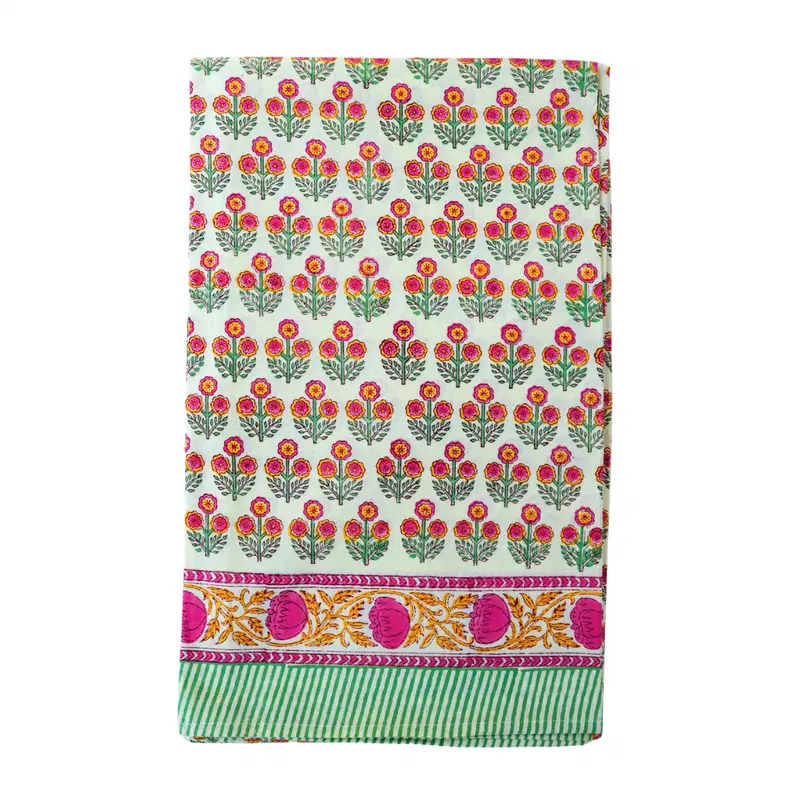 Rani Buti Pink Tablecloth Hand Block Printed Cotton