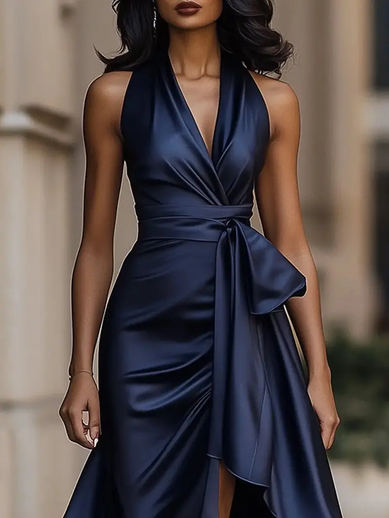 Raphaela | Damen Neckholder Wickel Abendkleid