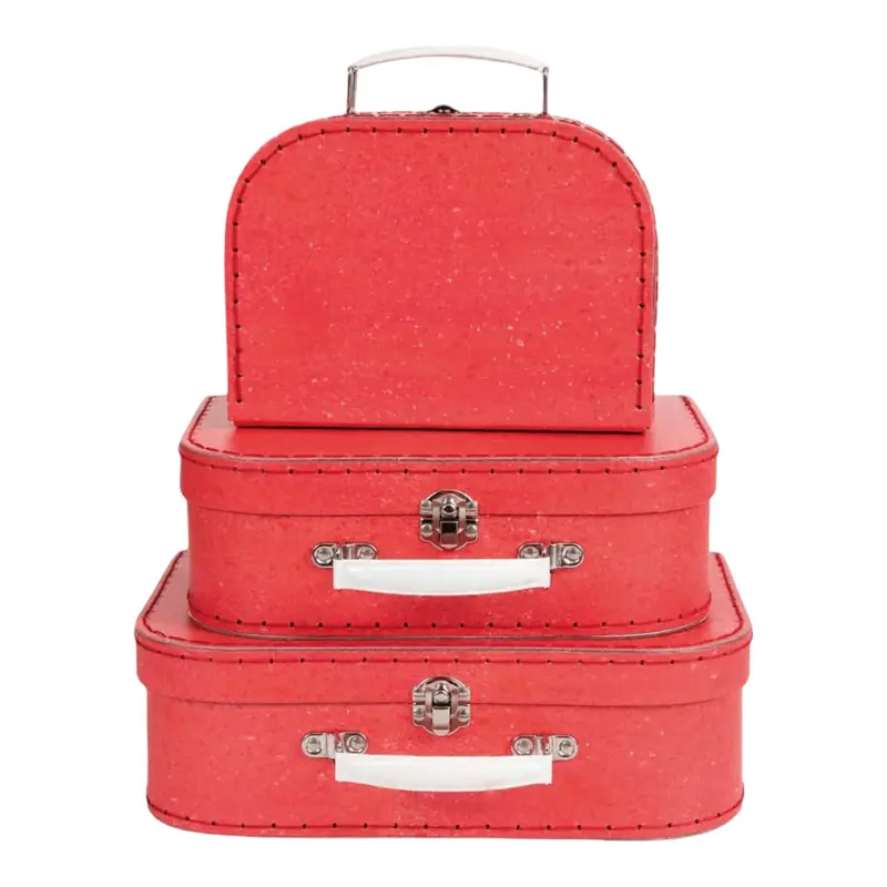 Red Cardboard Suitcase - Set of 3