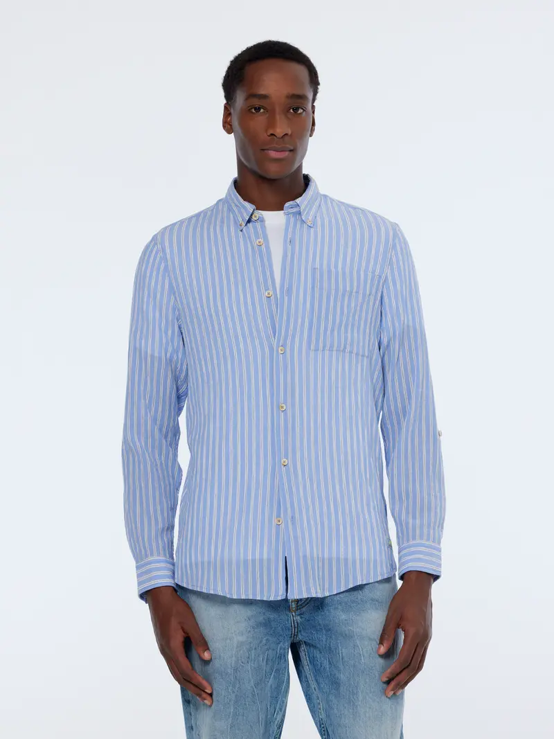 Regular-Fit Crinkle Stripe Shirt