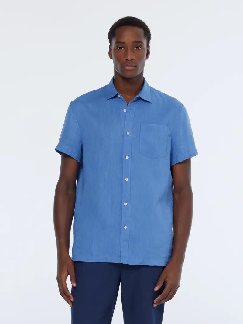 Regular Fit Short Sleeve Linen Shirt