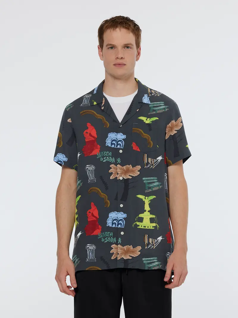 Regular Fit Short Sleeve Park Print Shirt