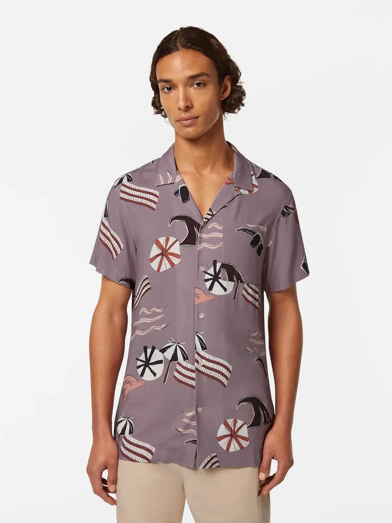 Regular-Fit Viscose Short Sleeve Shirt