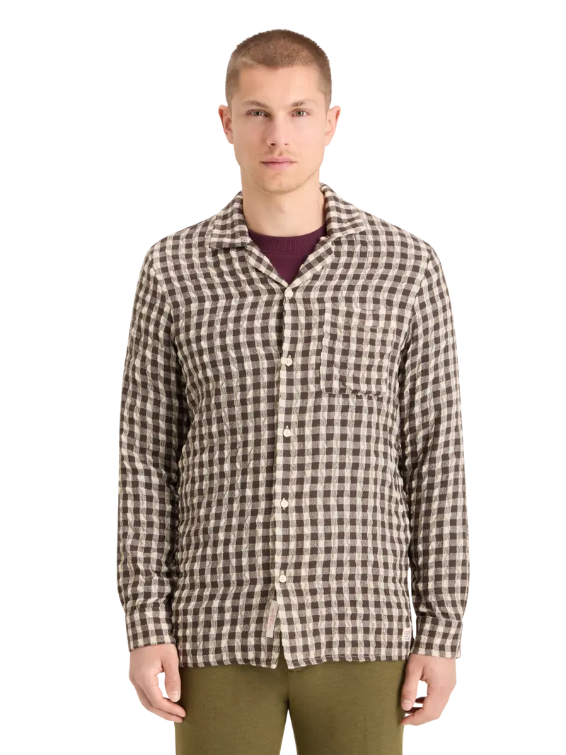 Relaxed-Fit Seersucker Wool-Blend Check Shirt