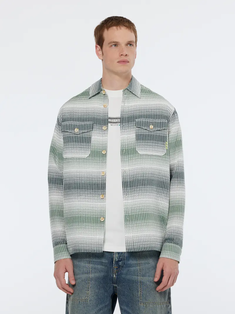 Relaxed Fit Stripe Waffle Shirt