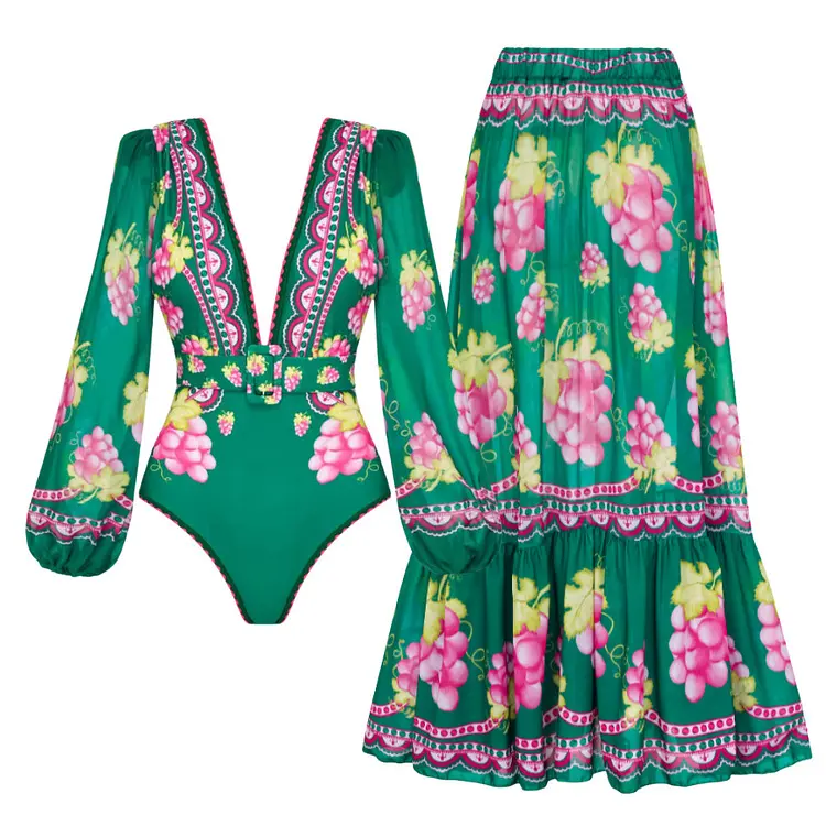 Retro gebloemde badpak set of apart