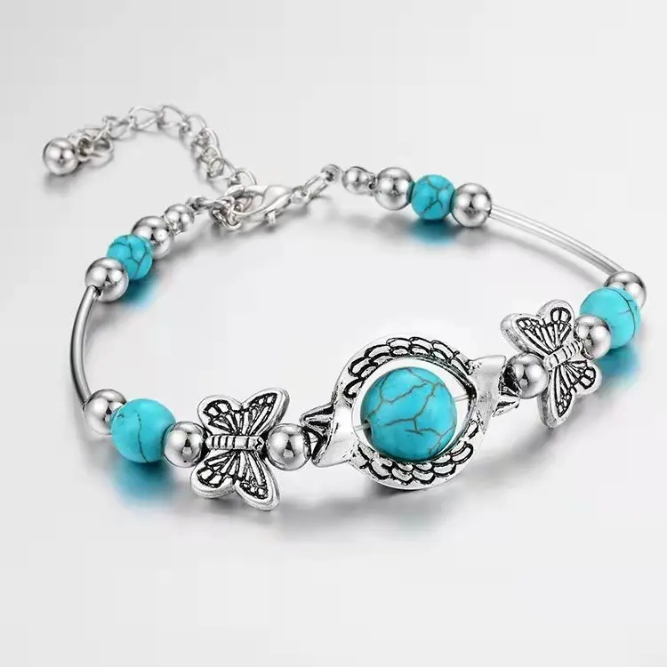 Retro turquoise vlinderarmband