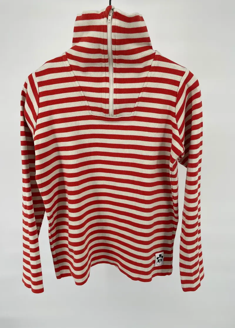 Rib Pully Oranje Beige Streep Maat 140 / 146
