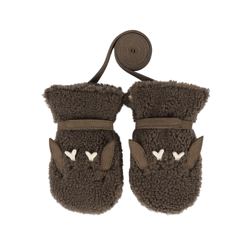 Richy Mittens | Stag | Hazelnut Curly Faux Fur