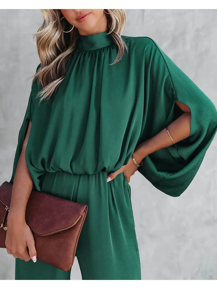 Riley | Stehkragen Weites Bein Jumpsuit