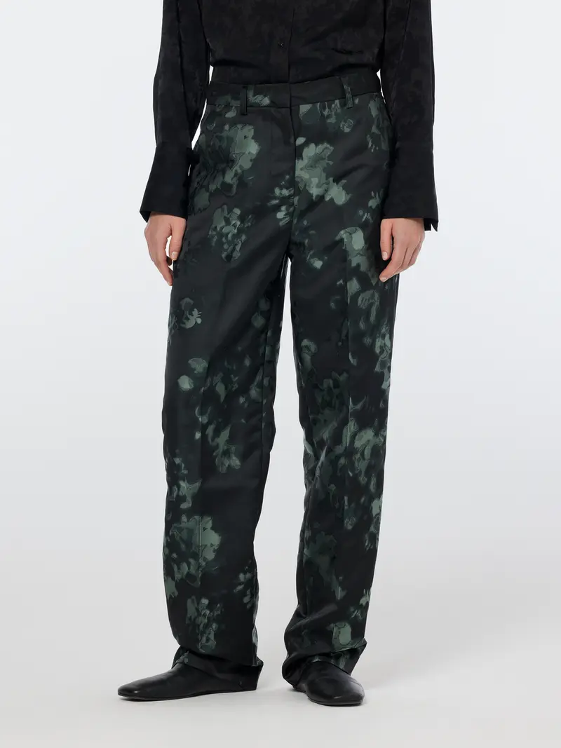 Ripple Floral Jacquard Straight Leg Pant