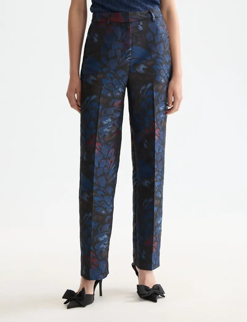 Ripple pheasant jacquard straight leg pant