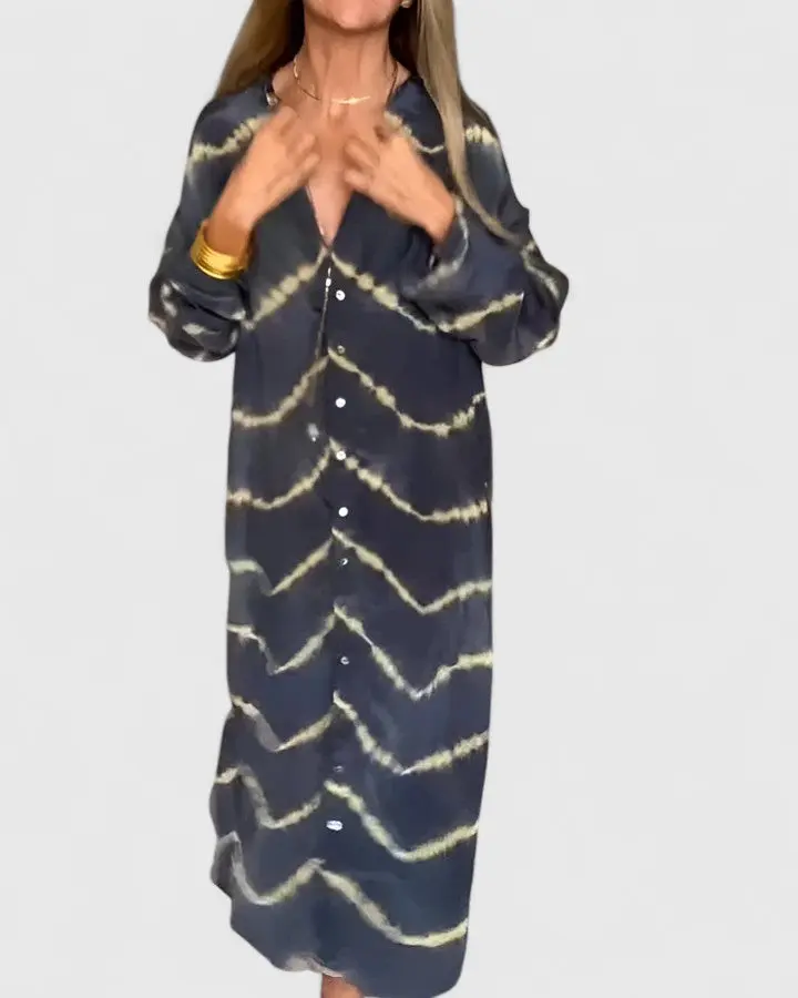 Robin | Durchgeknöpft Batik Midi Hemdblusenkleid