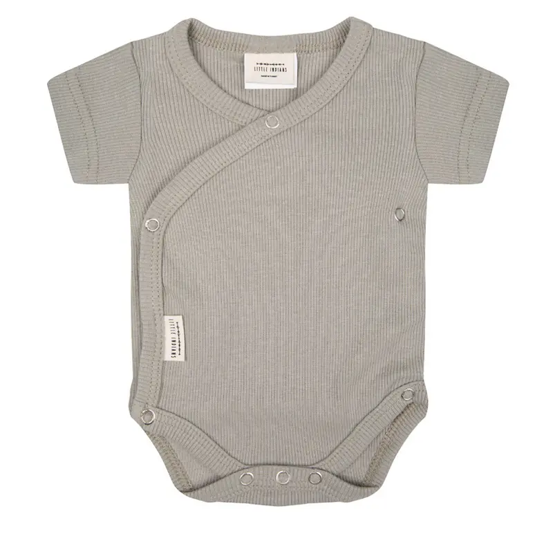 Romper Korte Mouw Rib - Abbey Stone