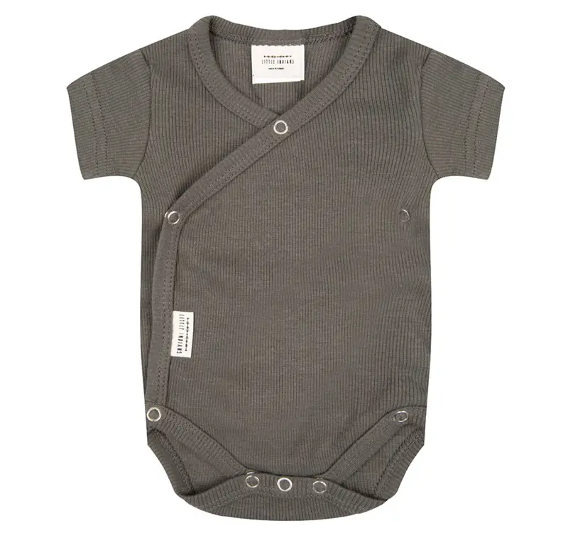 Romper Korte Mouw Rib - Dusty Olive