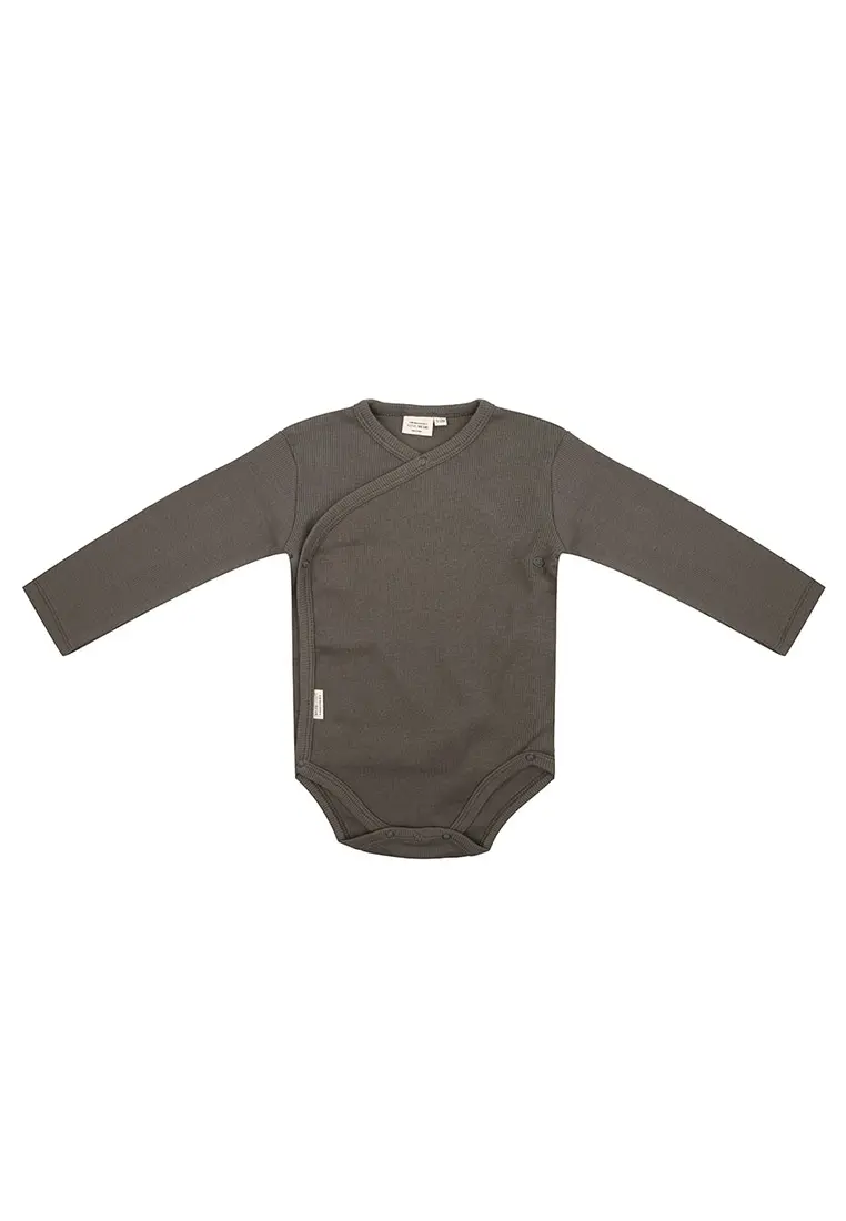 Romper Lange Mouw Rib - Dusty Olive