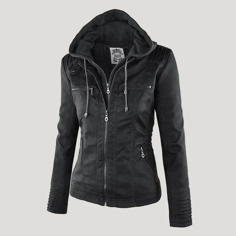 Ronja | Wetterfeste Kapuzen-Lederjacke