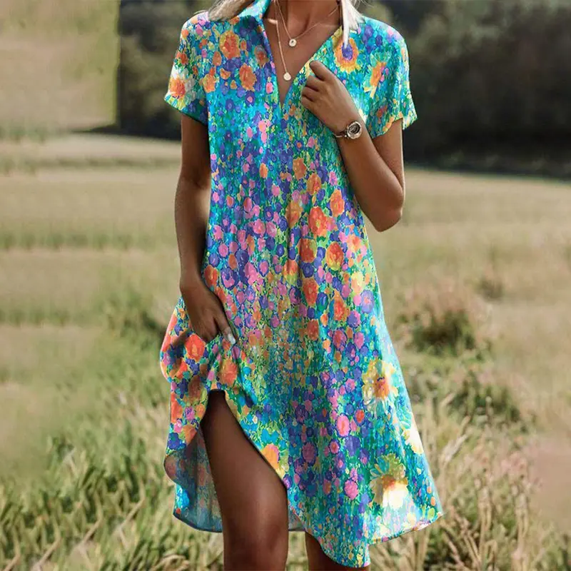 Rosalie | Blumen Midikleid mit V-Ausschnitt