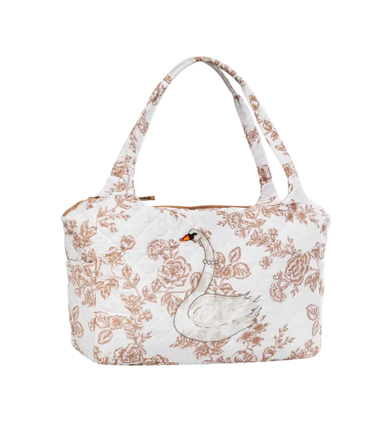 Rose Quilted Tote Bag | Cream - Rose Flowers
