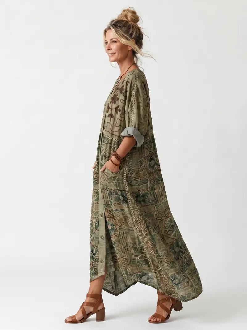 Roselisse - Leichtes Midikleid mit Knopfverschluss