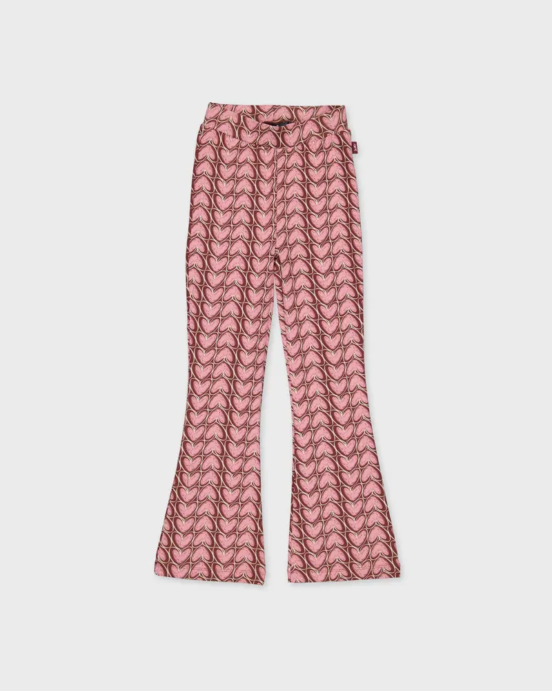 Roze flared broek met all-over print | AOP Pink Graphic