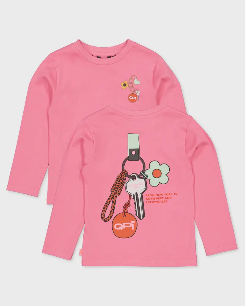 Roze longsleeve met print | Fuchsia