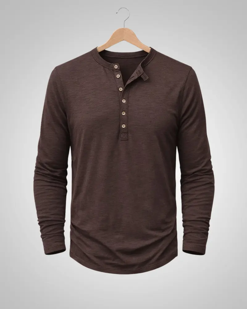 Sam | Herren Casual Henley Rundhalsshirt