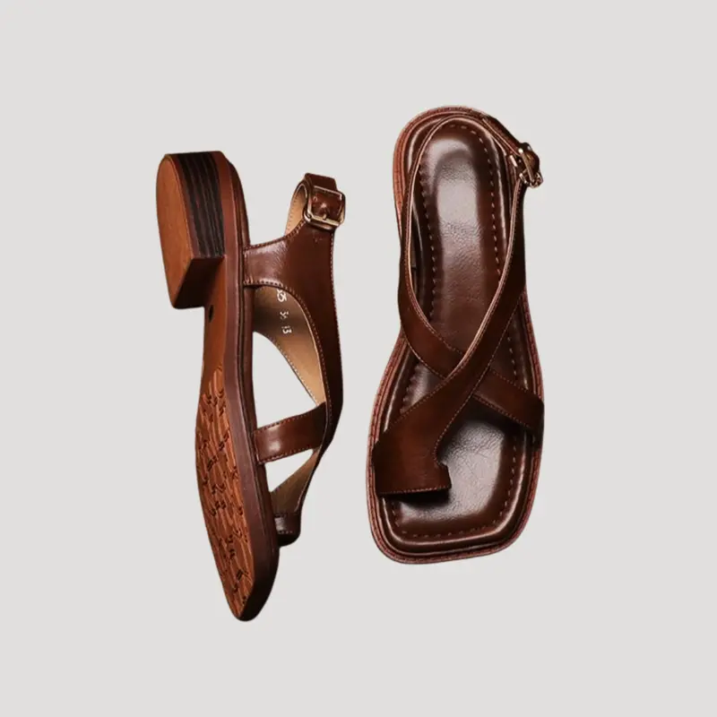 Saskia | Damen Quadratzehenform Blockabsatz Sandale