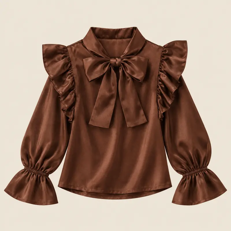 Satijnen blouse choco