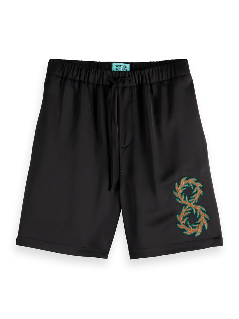 Scotch & Soda x Joe Jonas Embroidered Sateen Bermuda Short