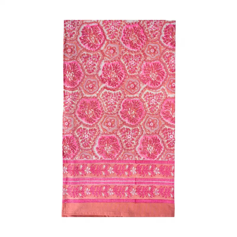 Seafoam Coral Hand Block Printed Tablecloth