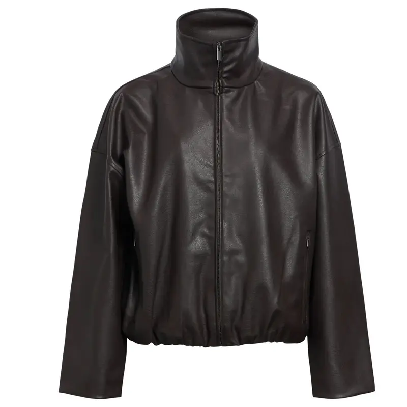 Seal Brown faux leather bomber jacket Liva